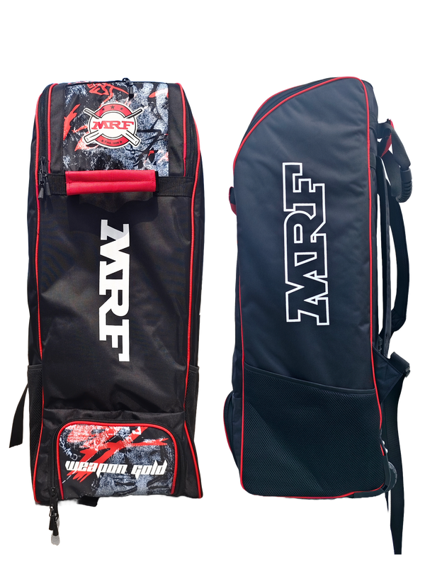 MRF Weapon gold duffle wheelie kit bag