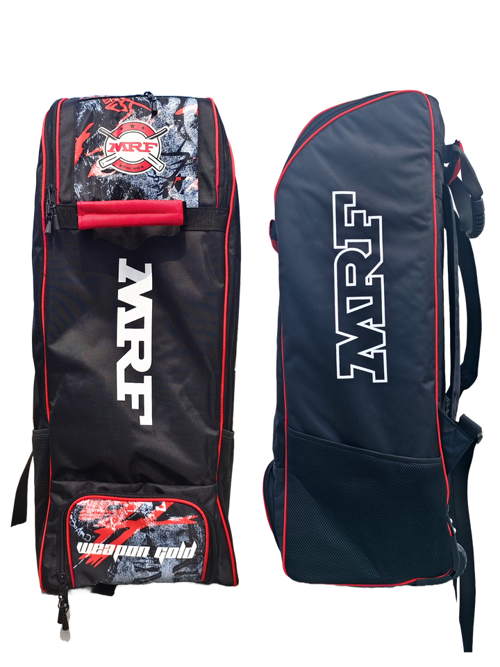 MRF Weapon gold duffle wheelie kit bag
